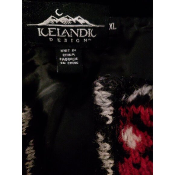 Icelandic Design Full Zip Wool Sweater Jacket Lined Red & Black XL - Picture 10 of 10